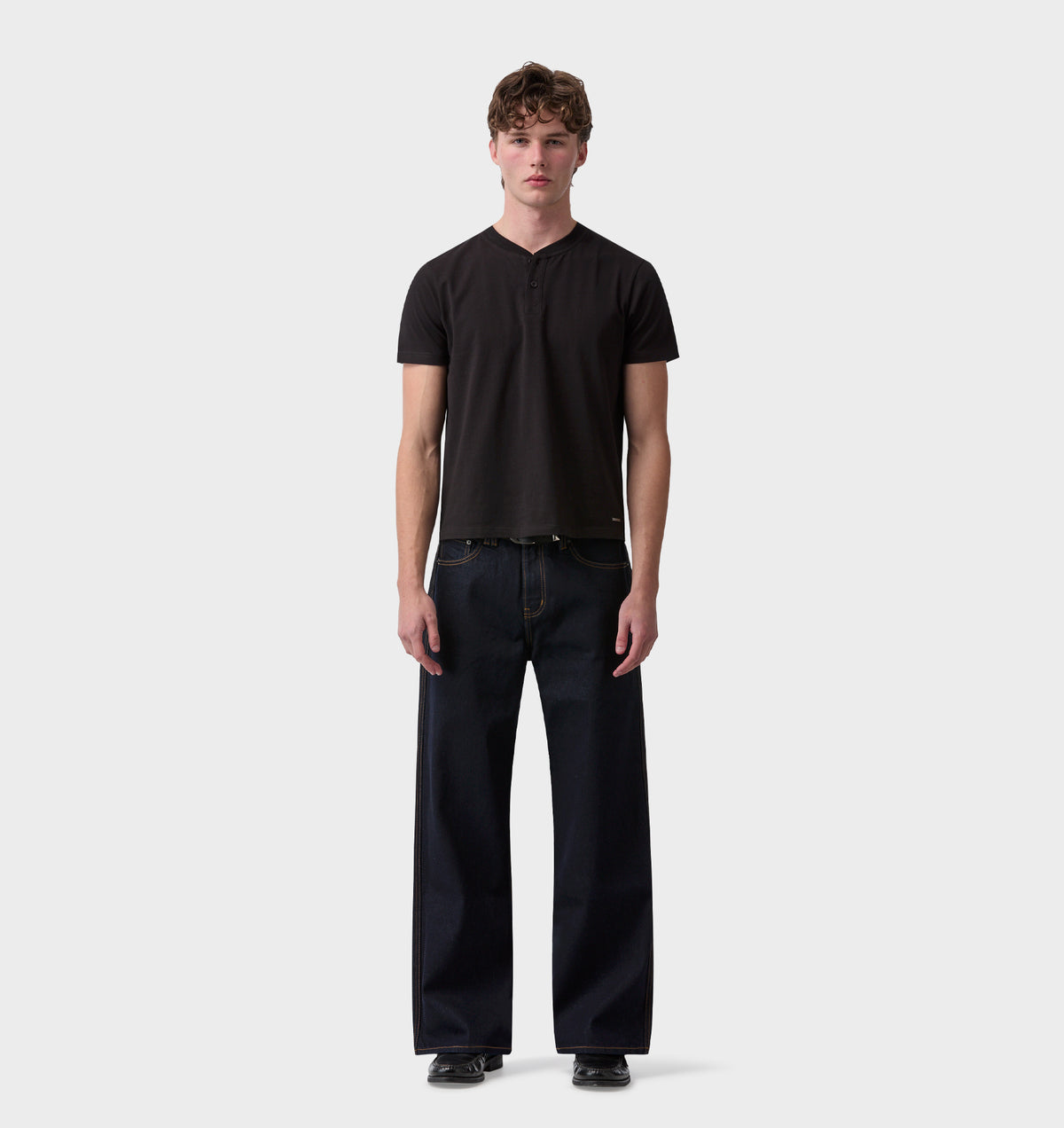 Henley Muscle Tee - Black