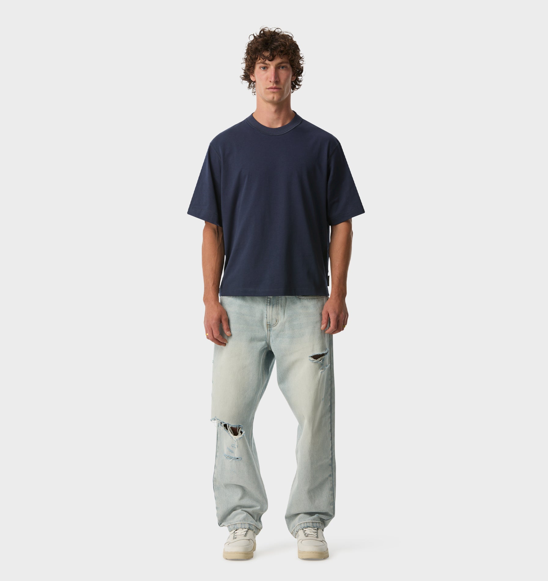 Crop Box Tee - Indigo