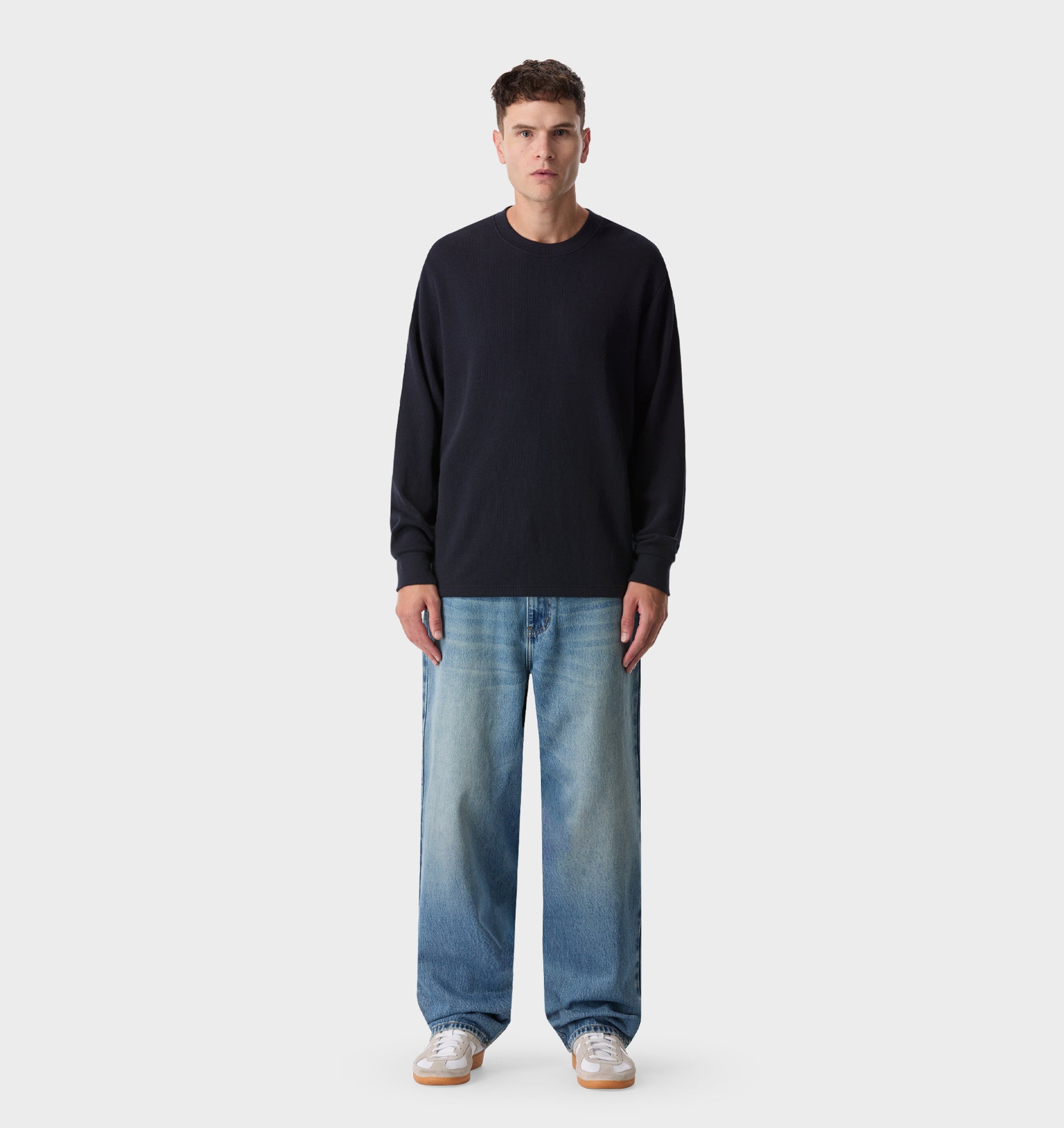 Waffle LS Tee - Midnight Navy