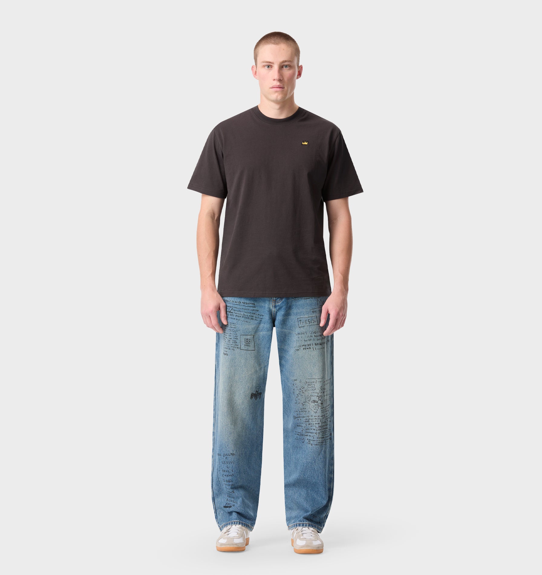 Basquiat Scribble Edgar Wide Denim - Vintage Blue
