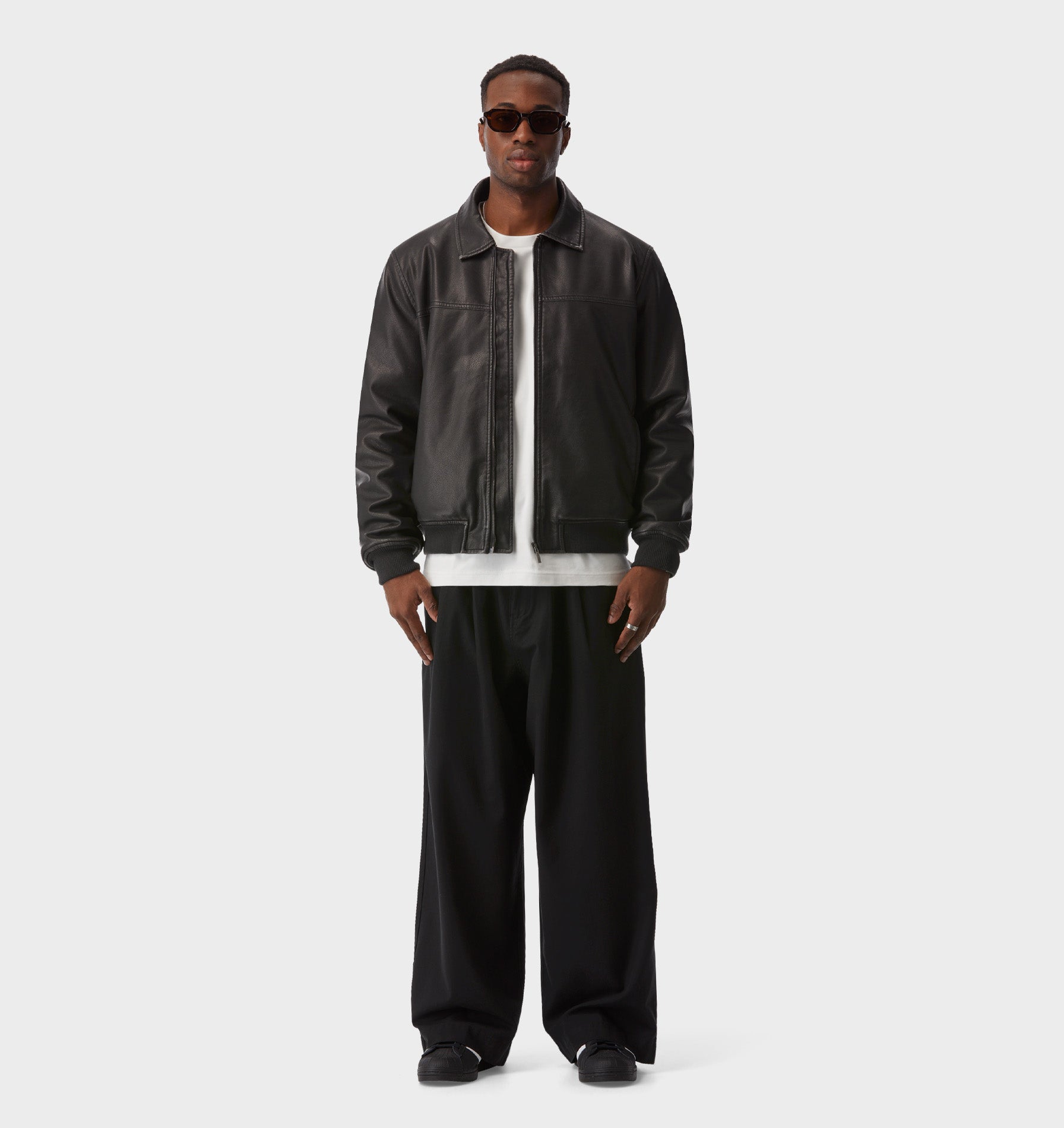 Tanner Faux Leather Jacket - Black