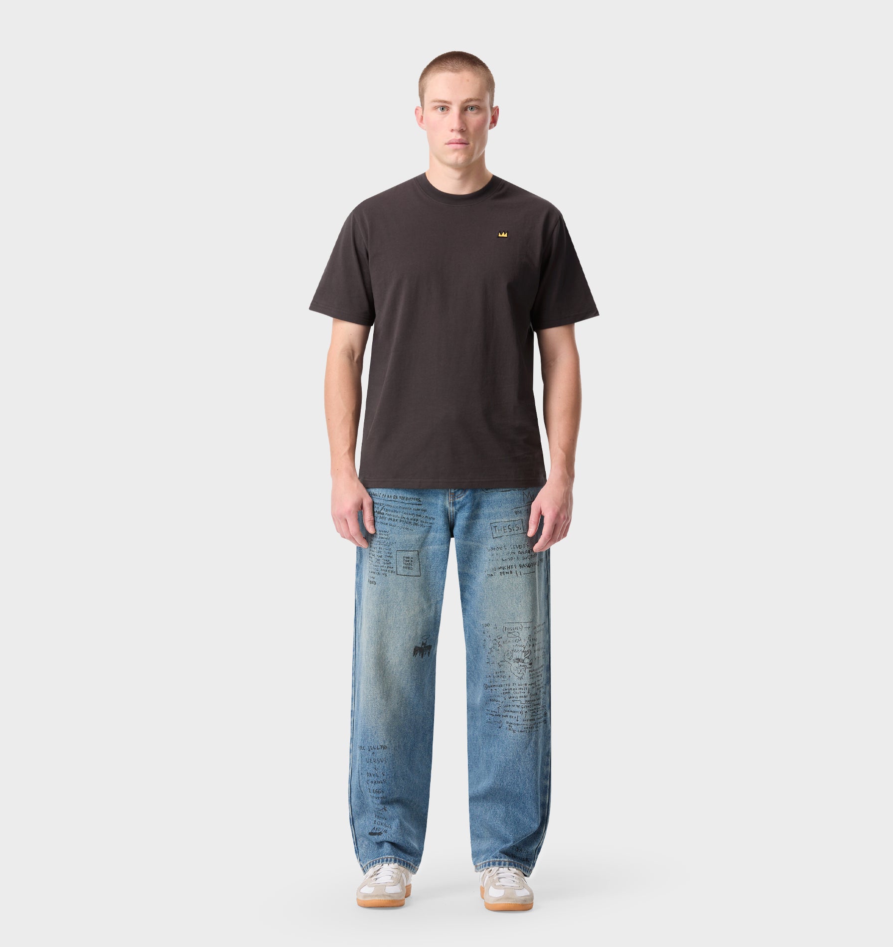 Basquiat Crown Uniform Tee - Charcoal
