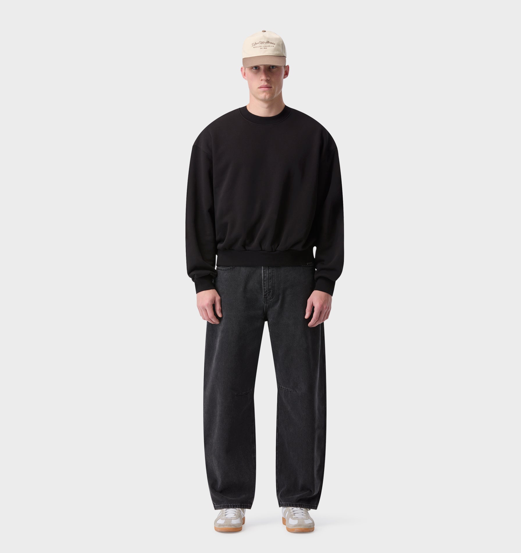 Heavy Box Crop Crew - Black
