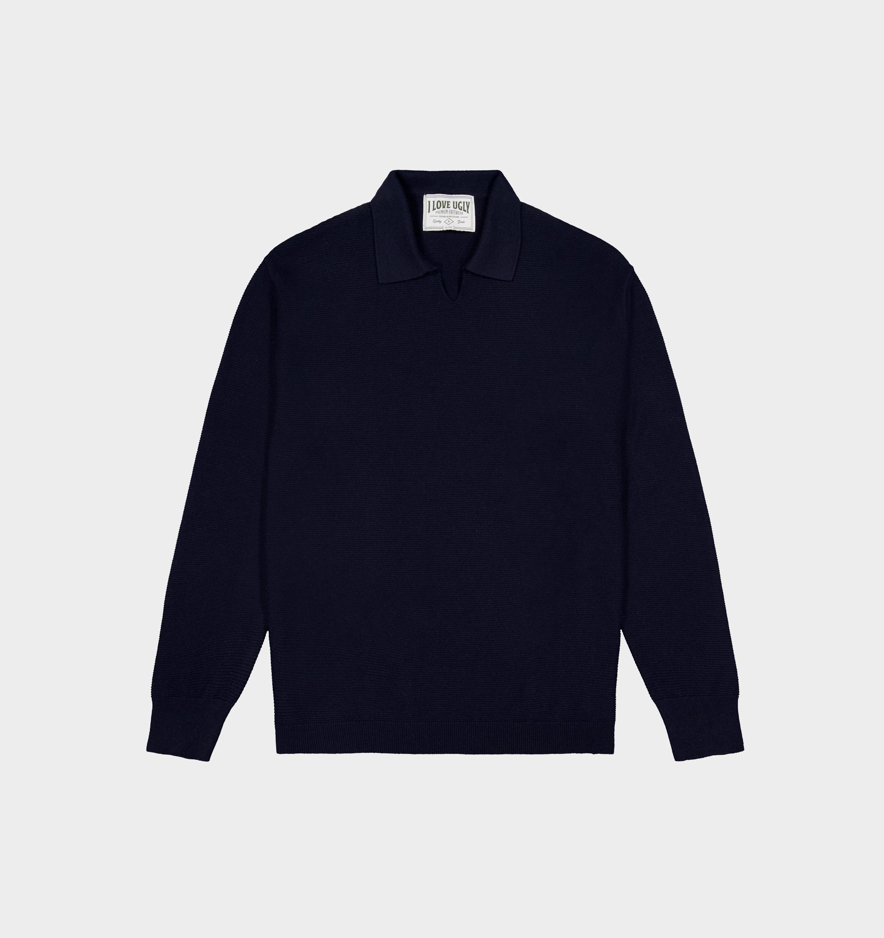Elijah Knit LS Polo - Navy