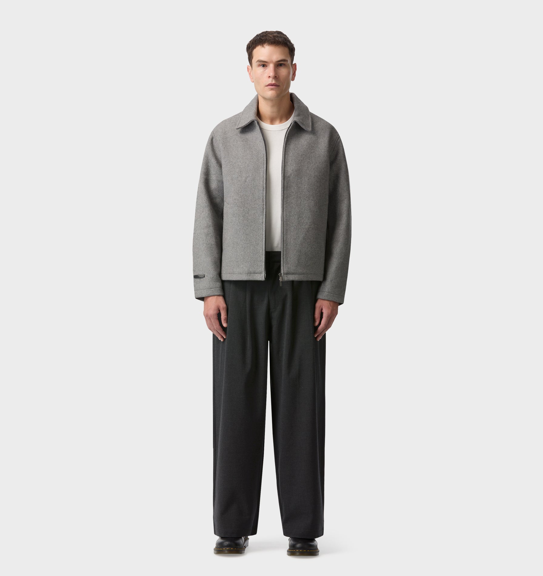 Wool Zip Jacket - Grey Marle