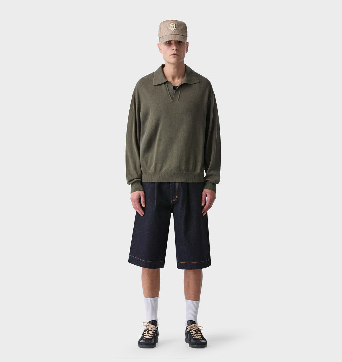Knit LS Polo - Olive