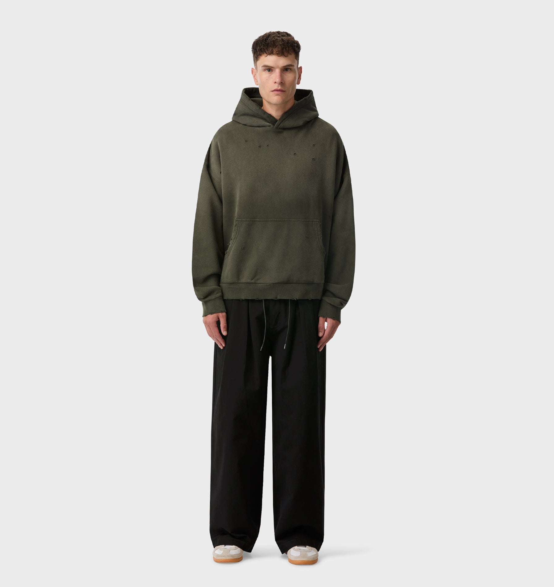 Distressed Oversized Hood - Faded Green