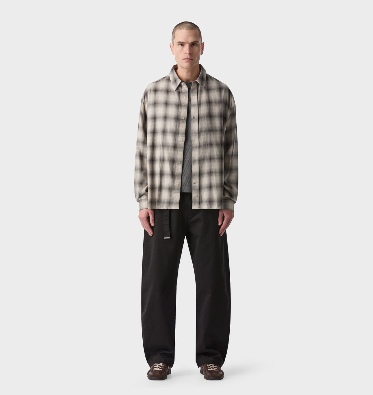 Mercer LS Flannel Shirt - Off White/Black Check