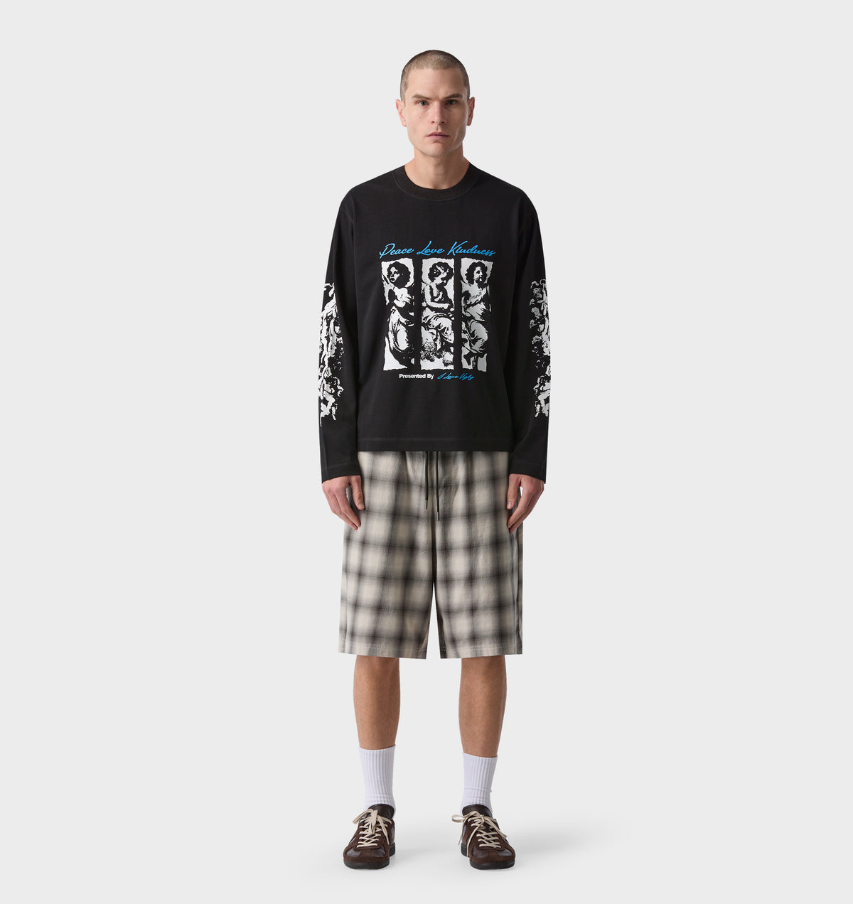 Peace Love Kindness Crop Box LS Tee - Black