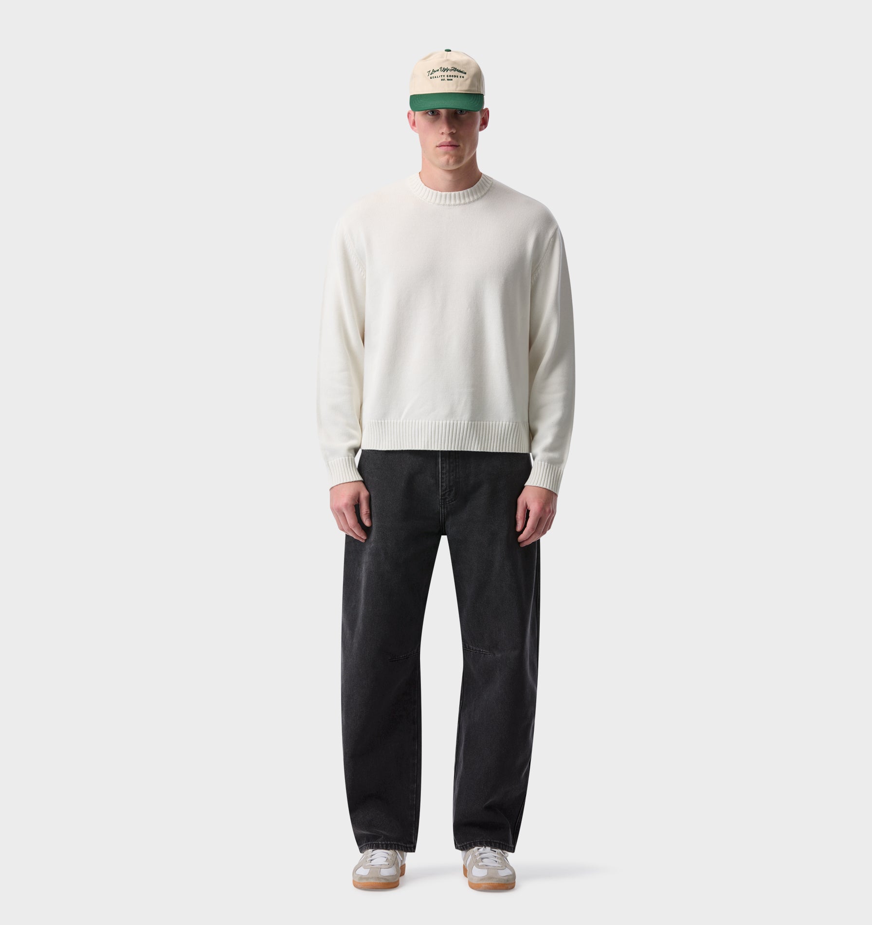 Midweight Crop Knit Sweater - Off White
