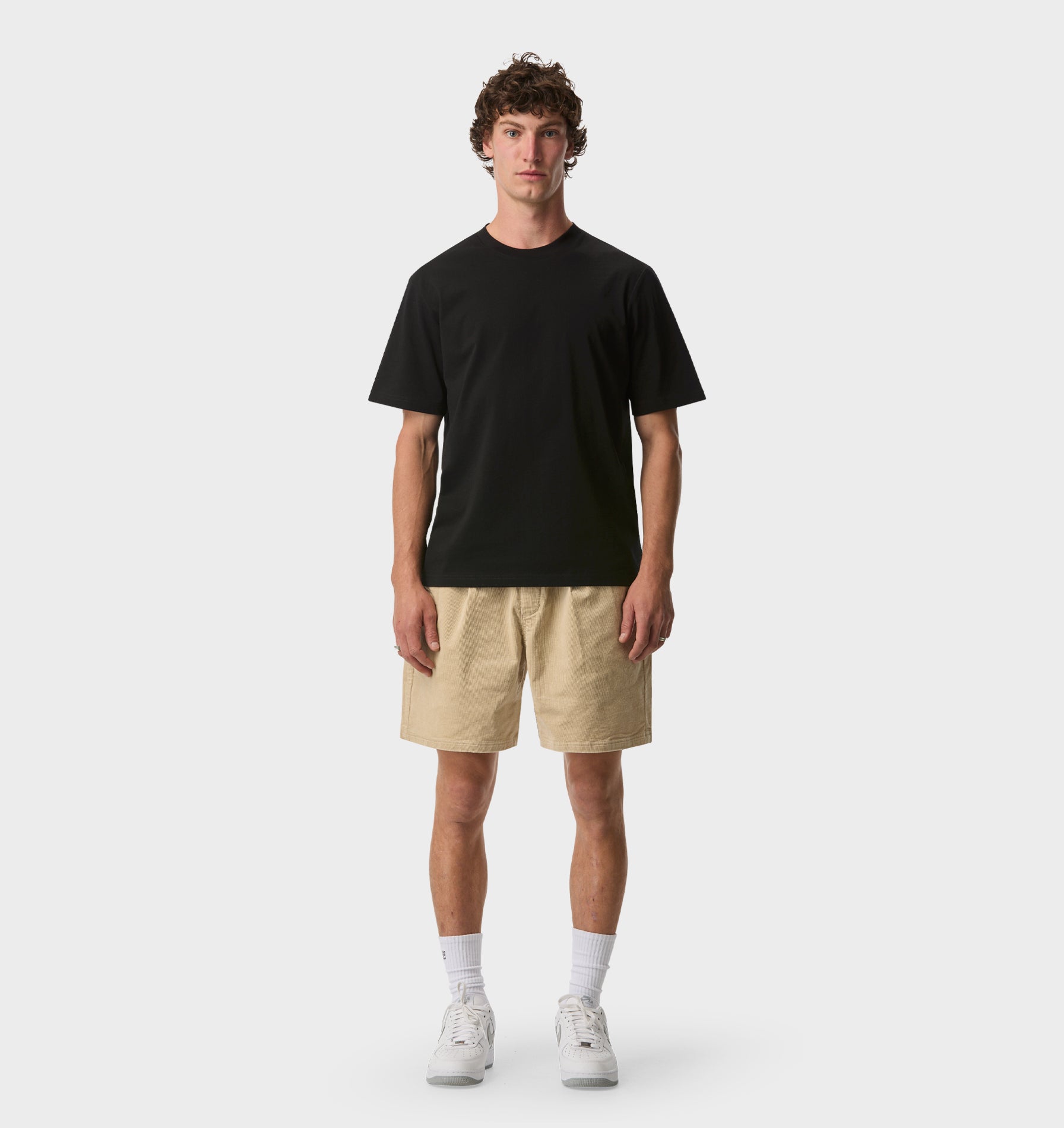 Michael Pleat Cord Short - Sand