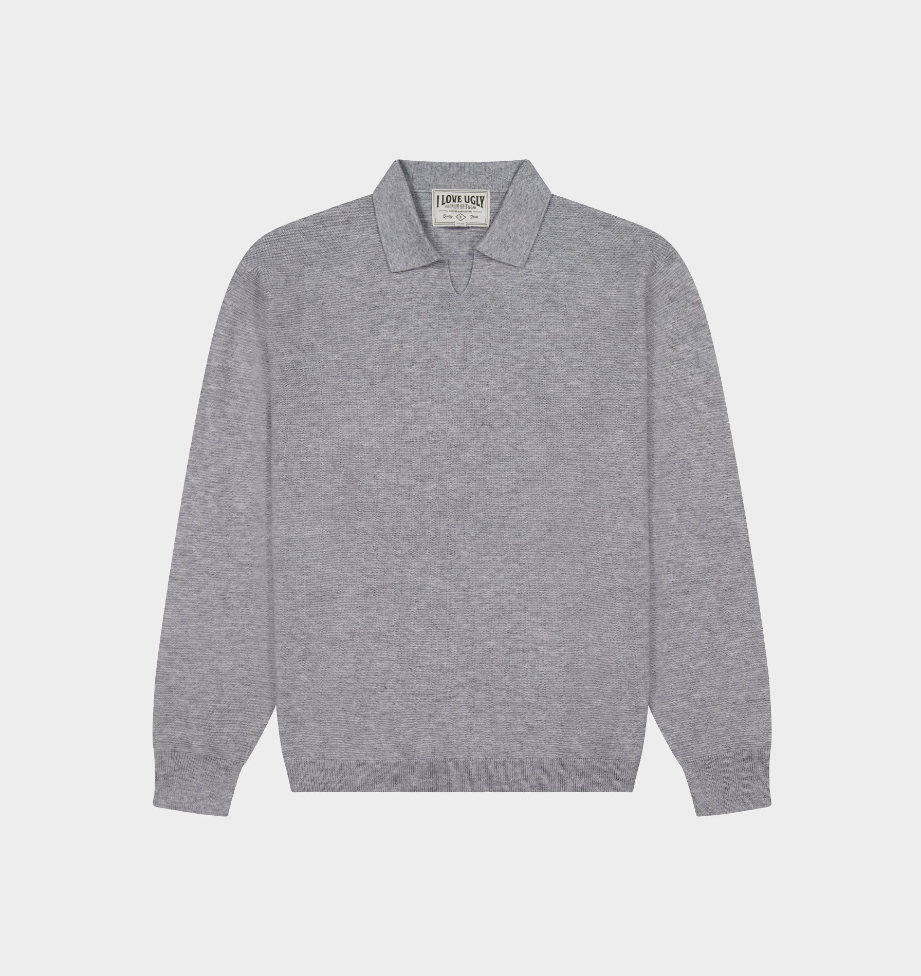 Elijah Knit LS Polo - Stone Marle