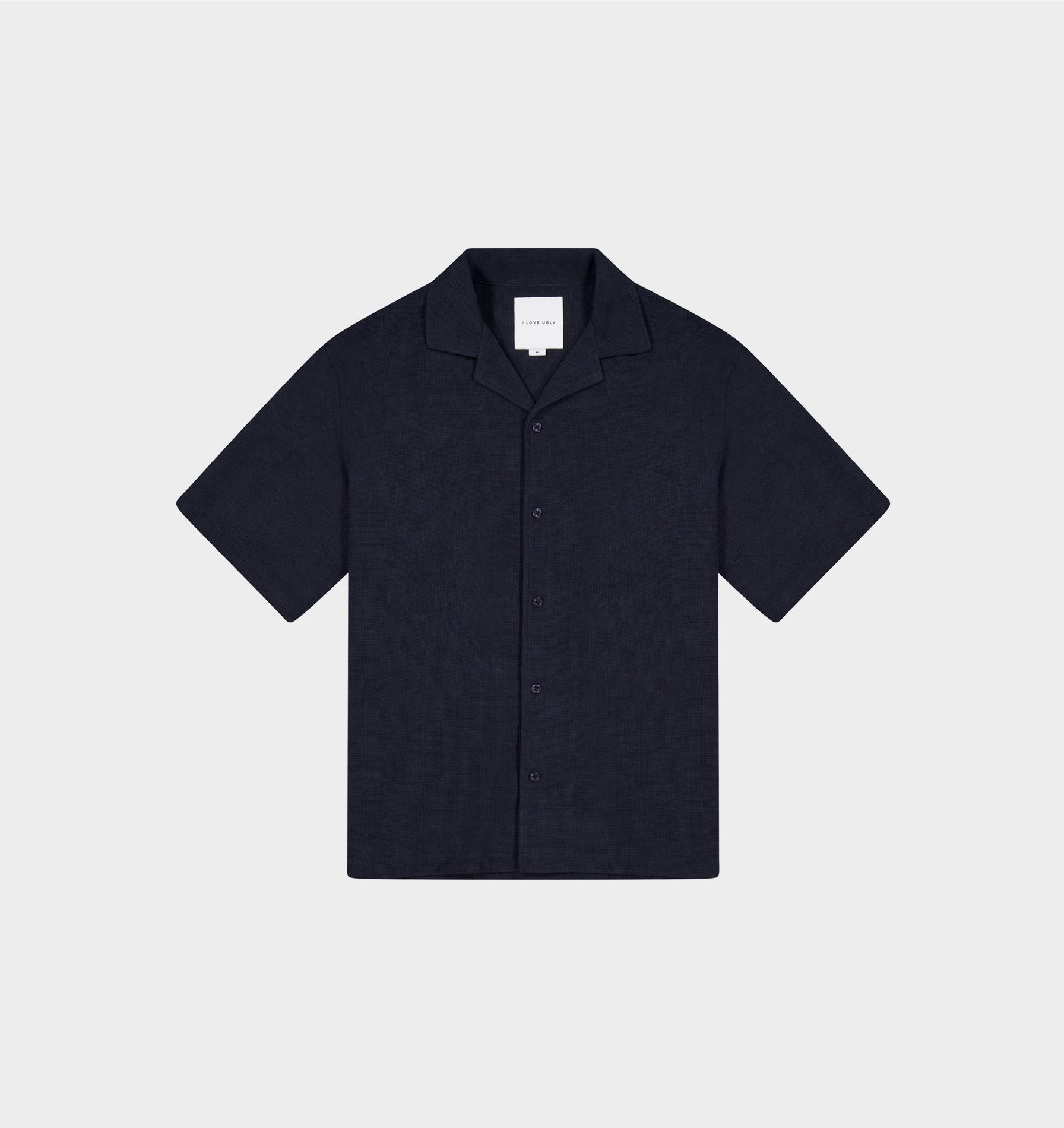 Waffle Box Cuban Collar SS Shirt - Indigo