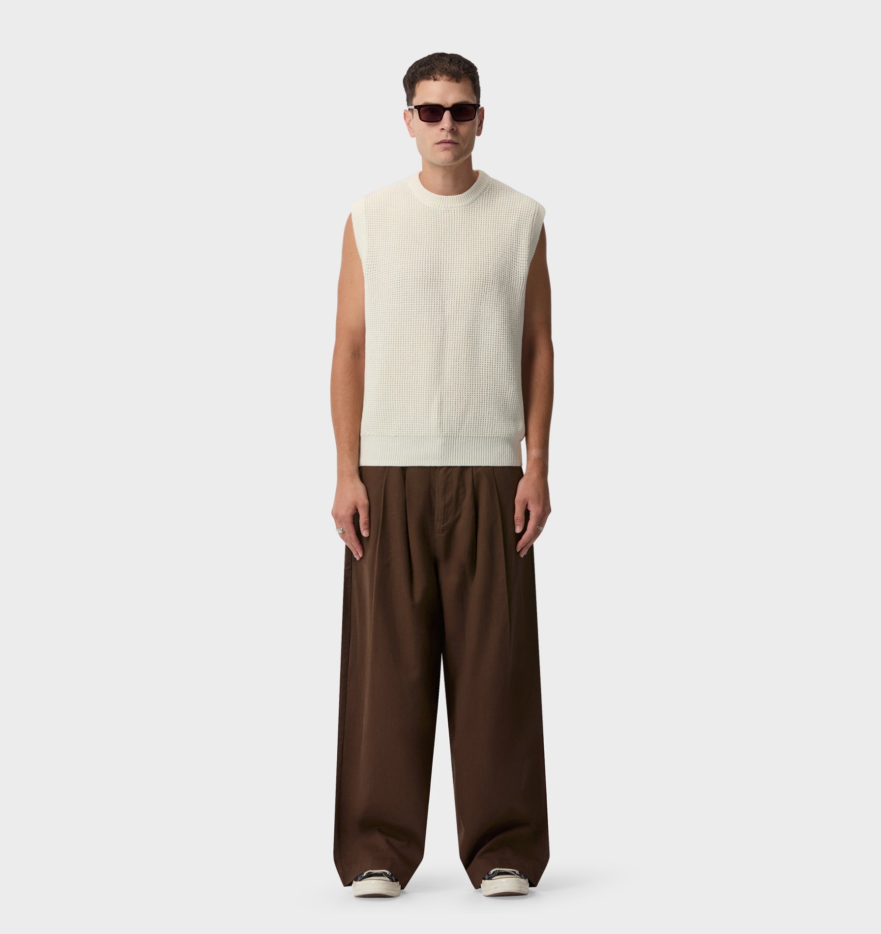 Knit Crew Vest - Off White