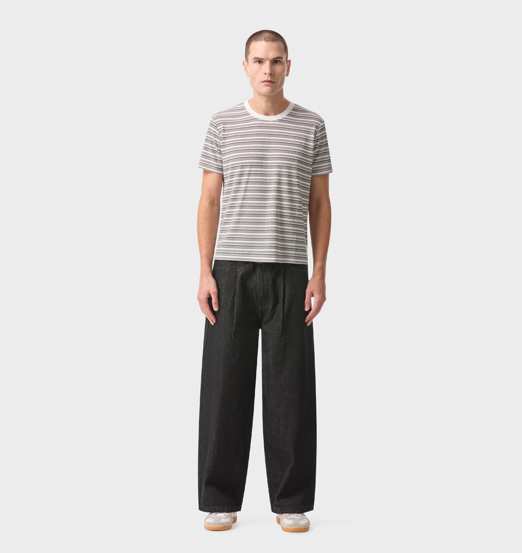 Muscle Tee - White/Black Stripe