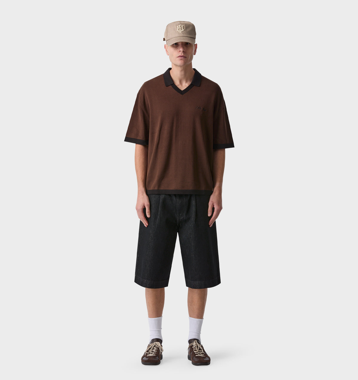 Knit SS Polo - Espresso/Black