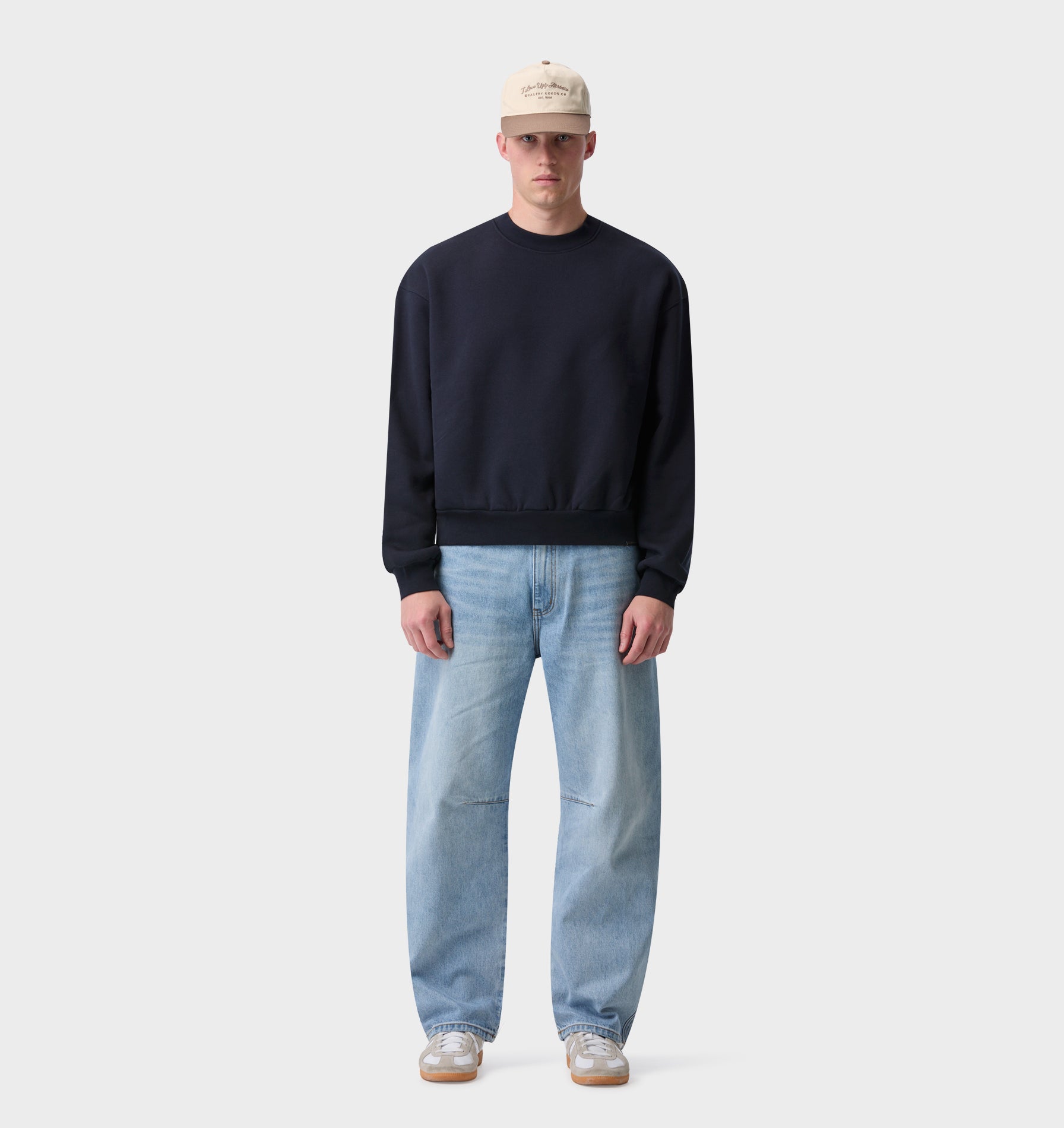 Heavy Box Crop Crew - Midnight Navy