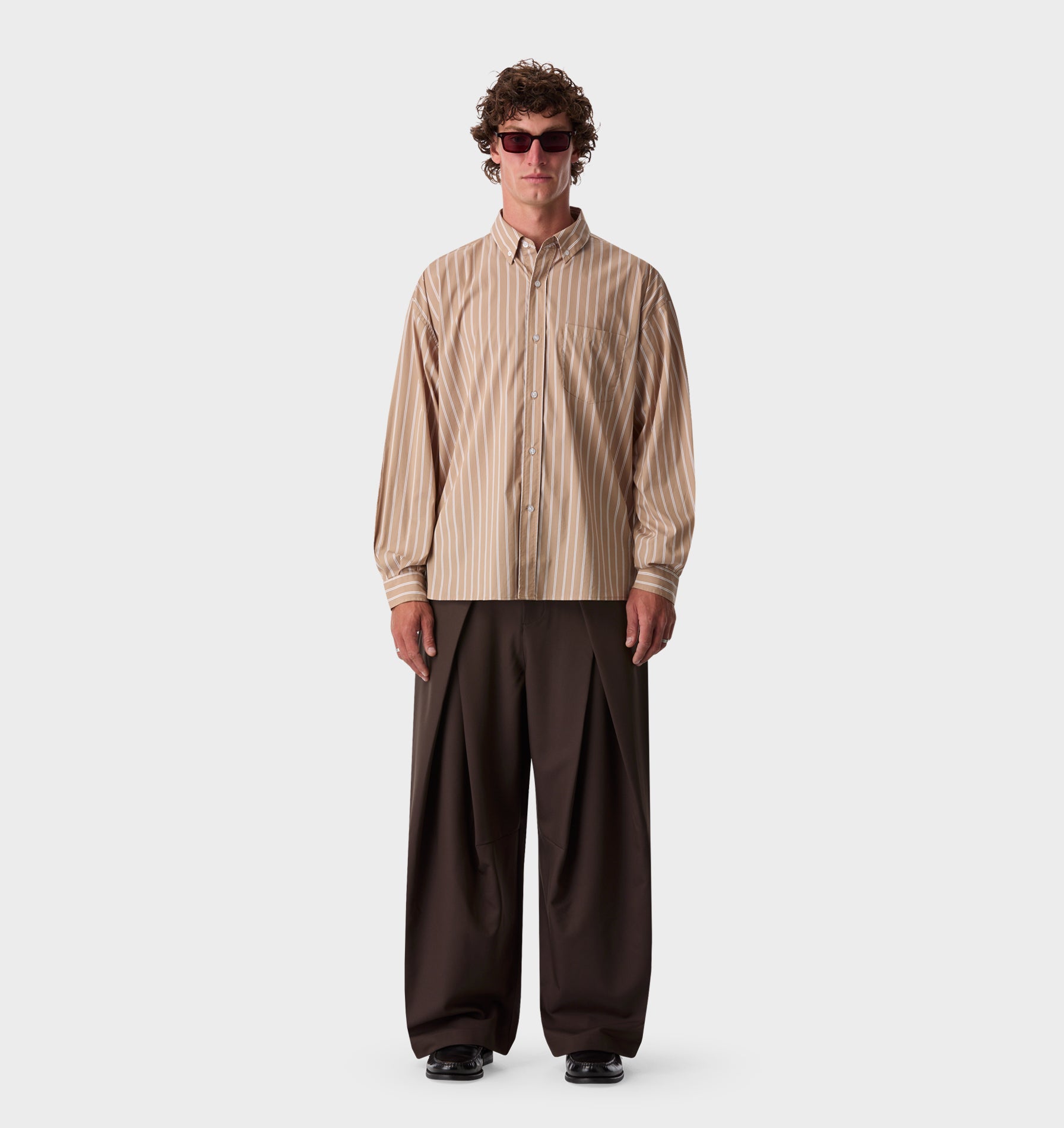 Kingston Oversized Shirt - Mushroom Stripe