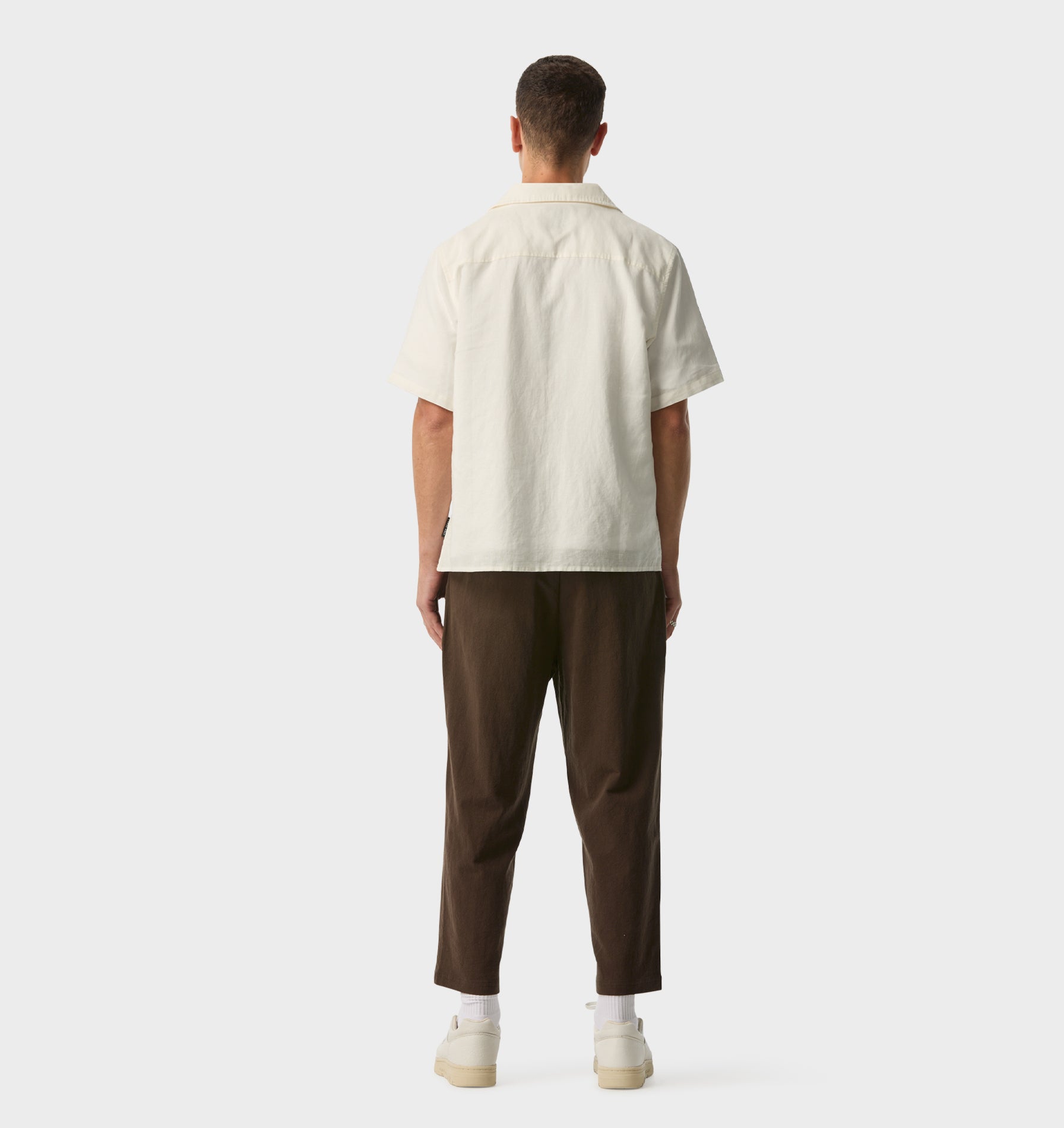 Linen Cuban Collar SS Shirt - White