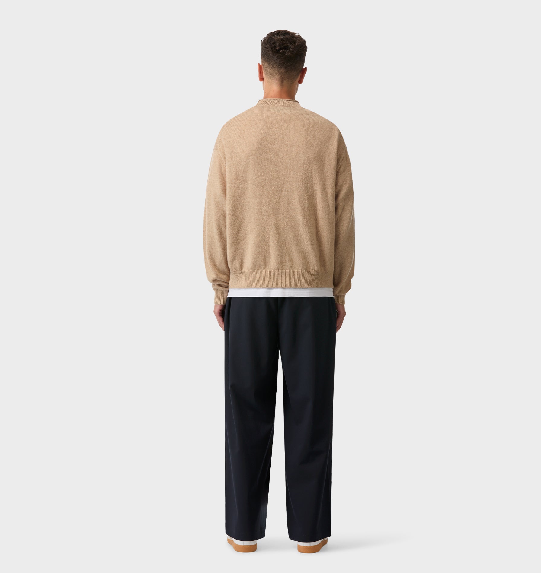 Rolled Neck Knit Sweater - Oatmeal