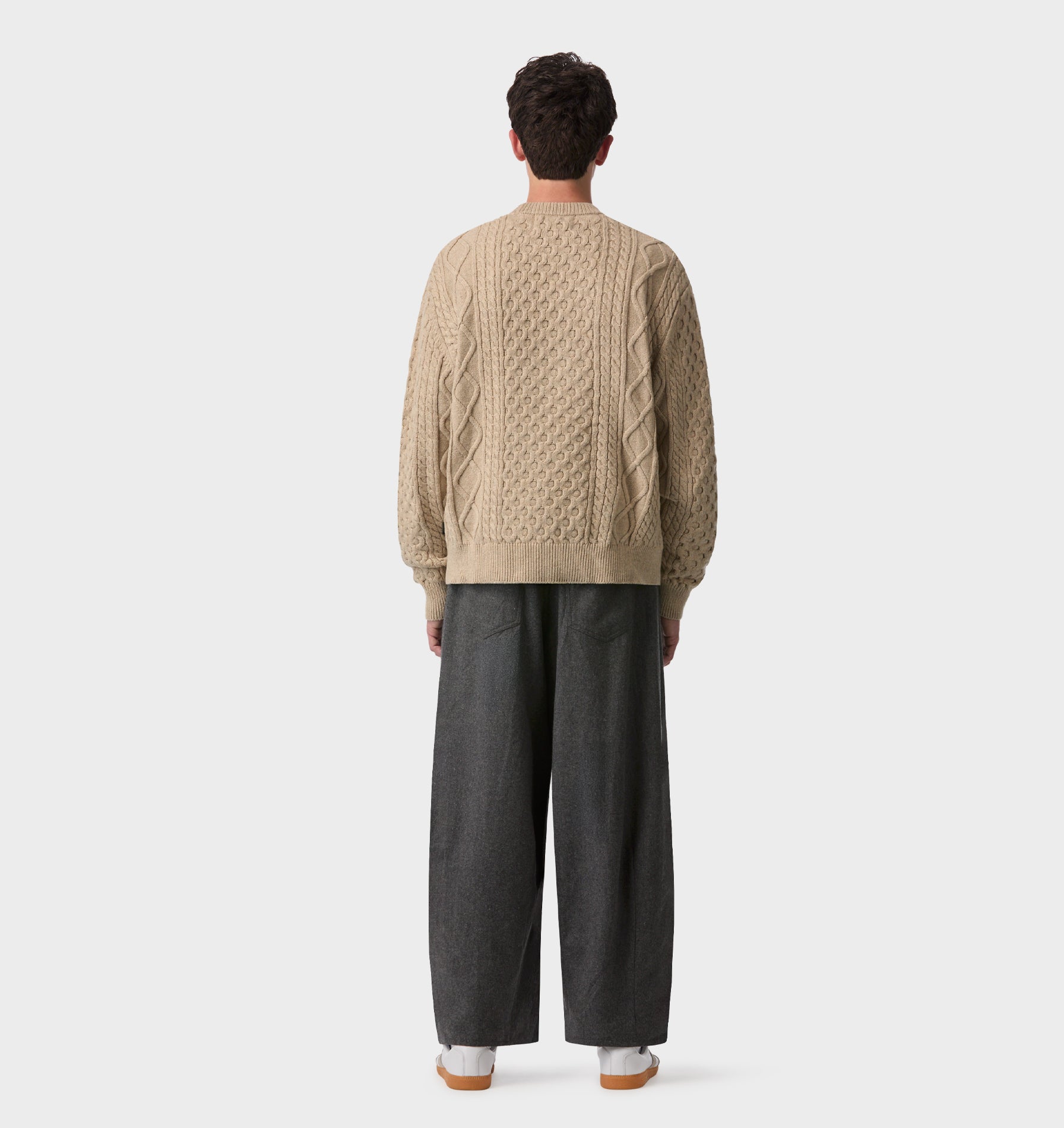 Cable Crop Knit Sweater - Off White