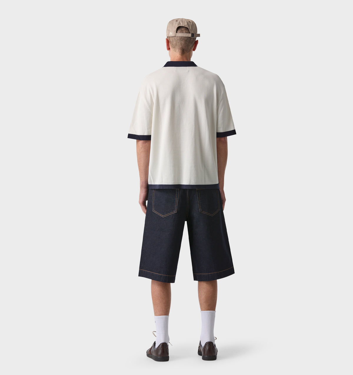 Knit SS Polo - Off White/Navy