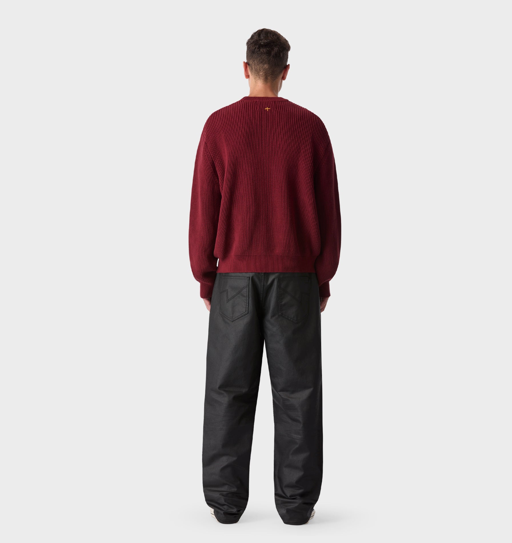 Cropped Knit Sweater - Red Wine