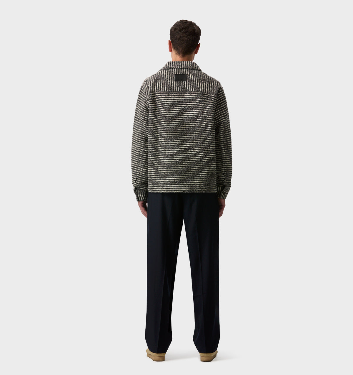 Boucle Overshirt  - Grey/White Stripe