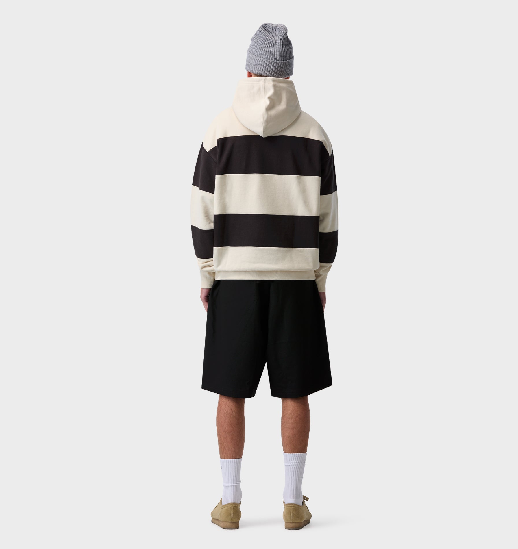 Stripe Box Hood - Off White/ Charcoal
