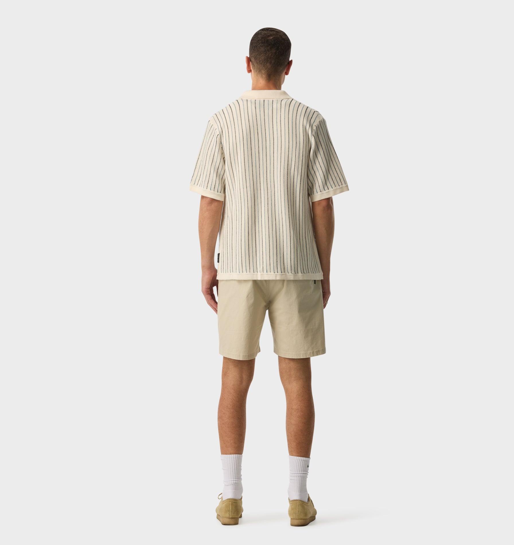 Jasper Knit SS Shirt - Off White Stripe