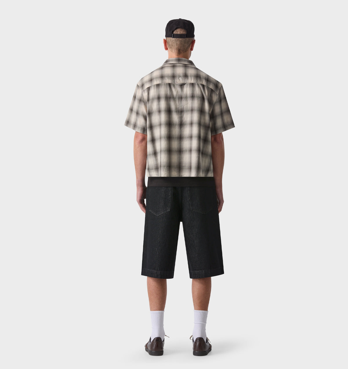 Flannel Crop SS Shirt - Grey Check