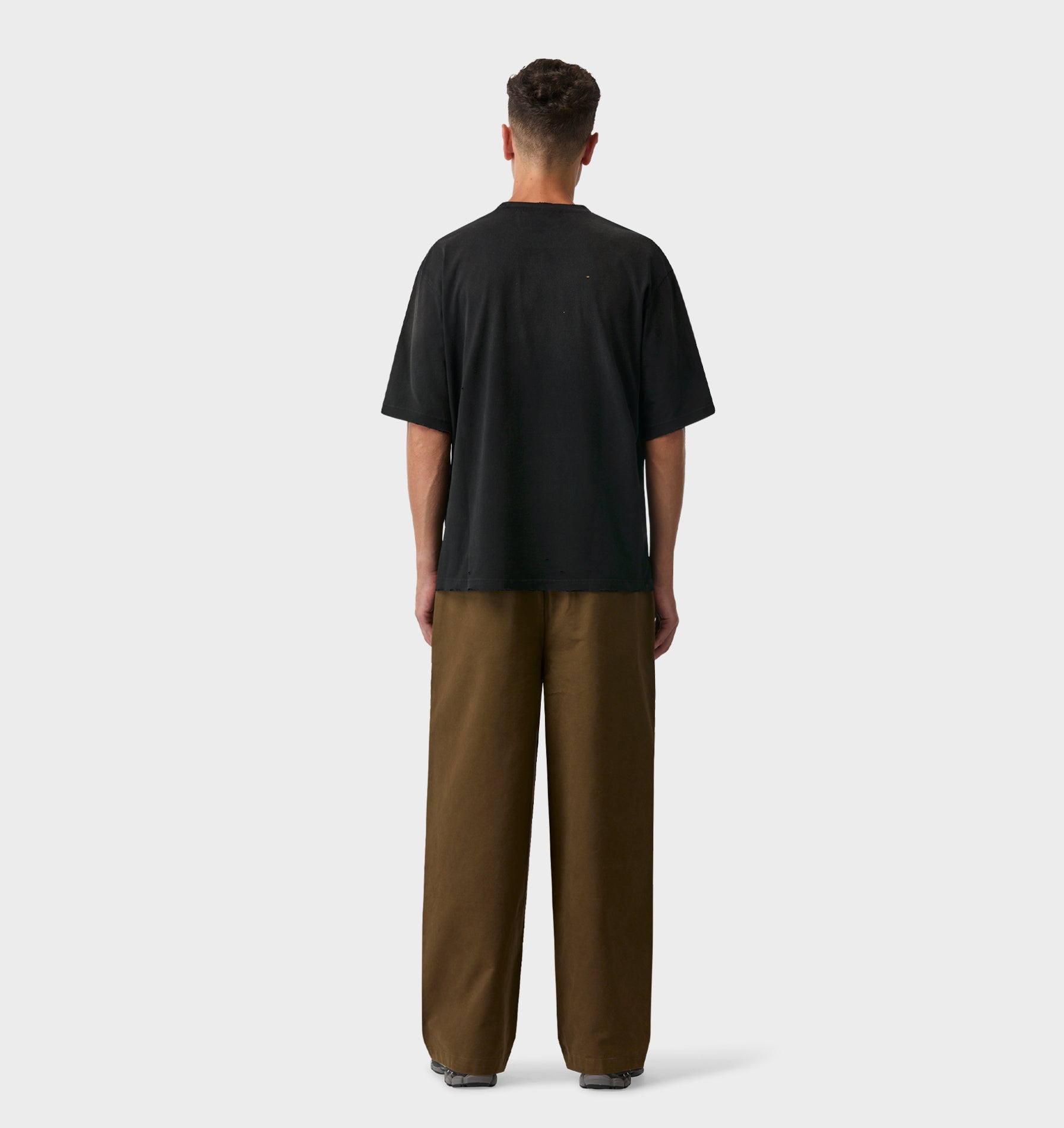 Distressed Oversized Tee - Faded Black