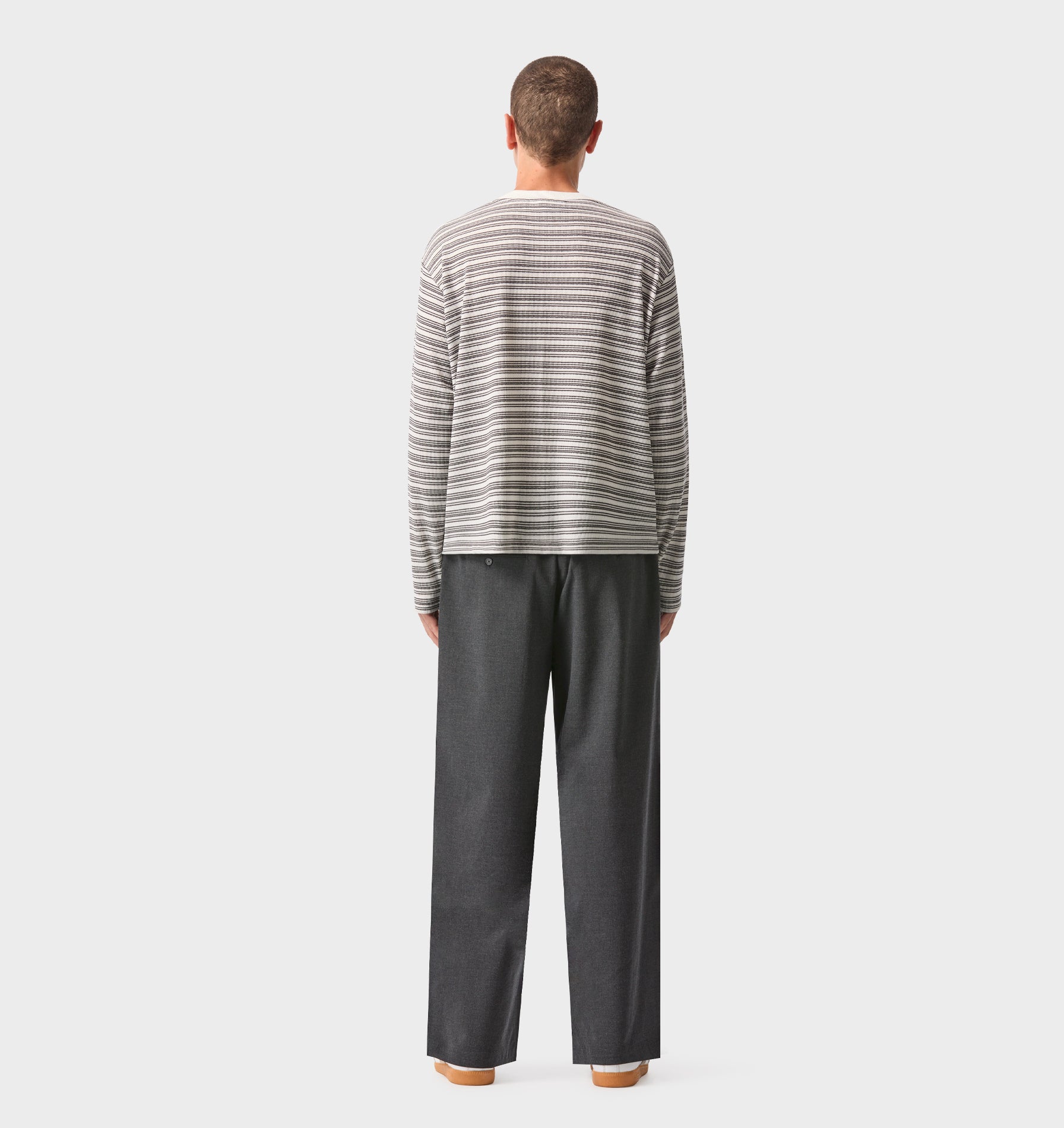 Crop Box LS Tee - White/Black Stripe | I Love Ugly