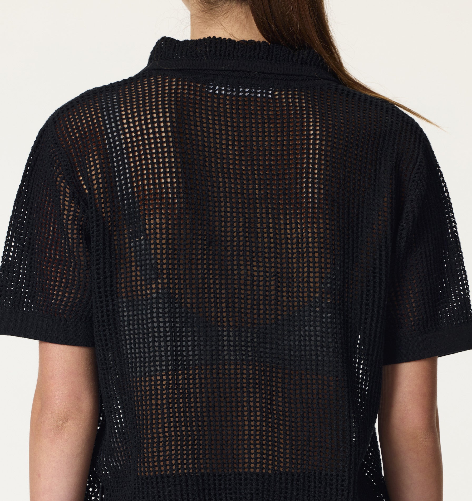 Sienna Crochet SS Shirt - Black