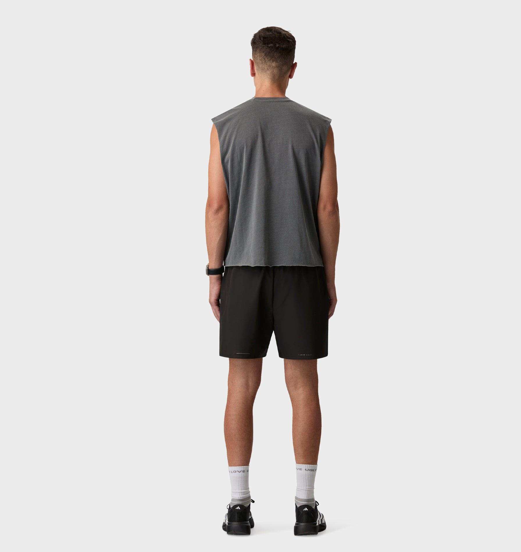 Skeleton Cotton Active Crop Tank - Washed Black