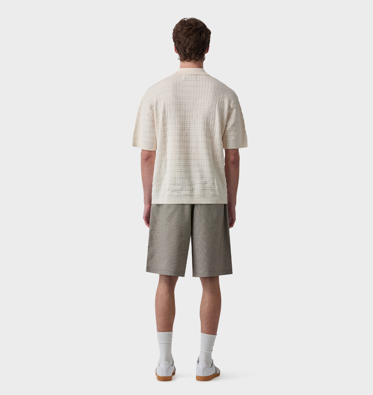 Alby Pleated Short - Grey Houndstooth