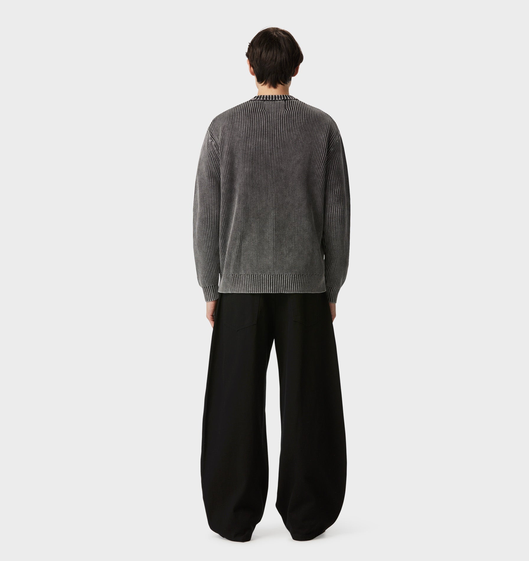 Acid Wash Knit Crew - Acid Black