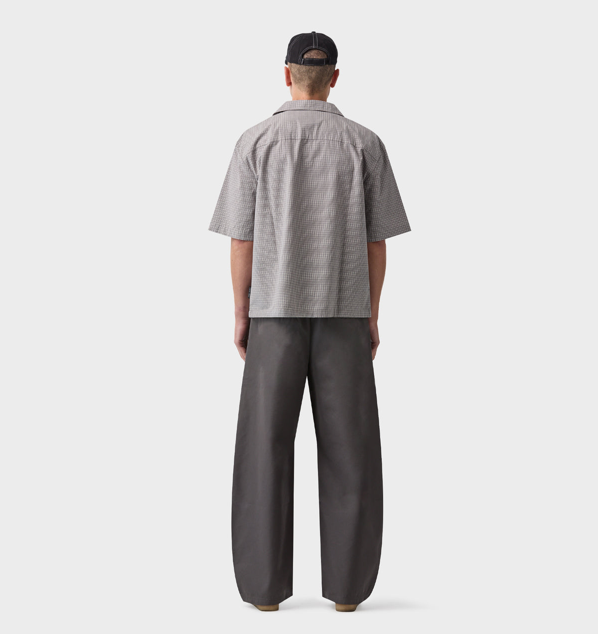 Box Cuban Collar Shirt - Concrete Check