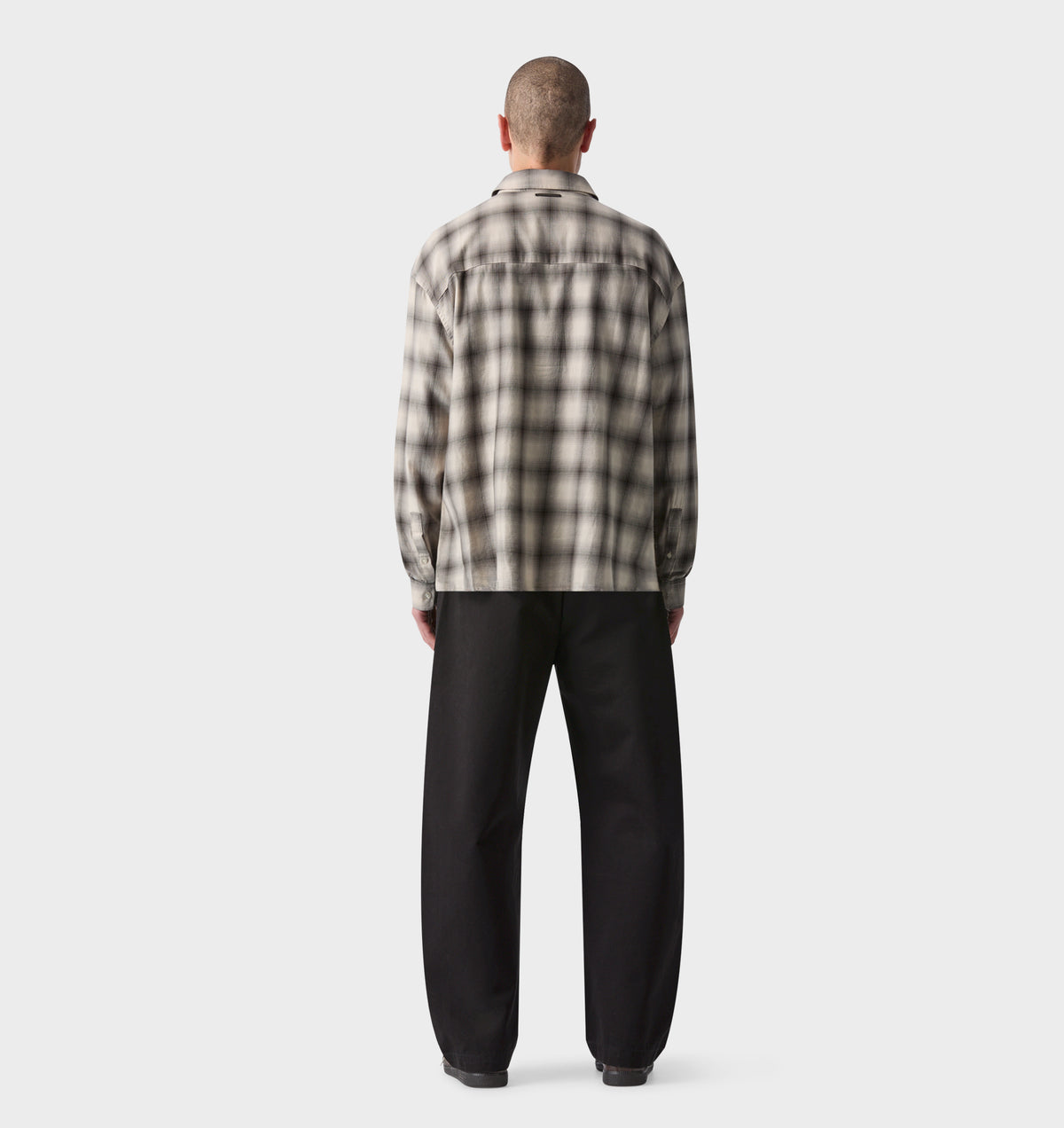 Mercer LS Flannel Shirt - Off White/Black Check