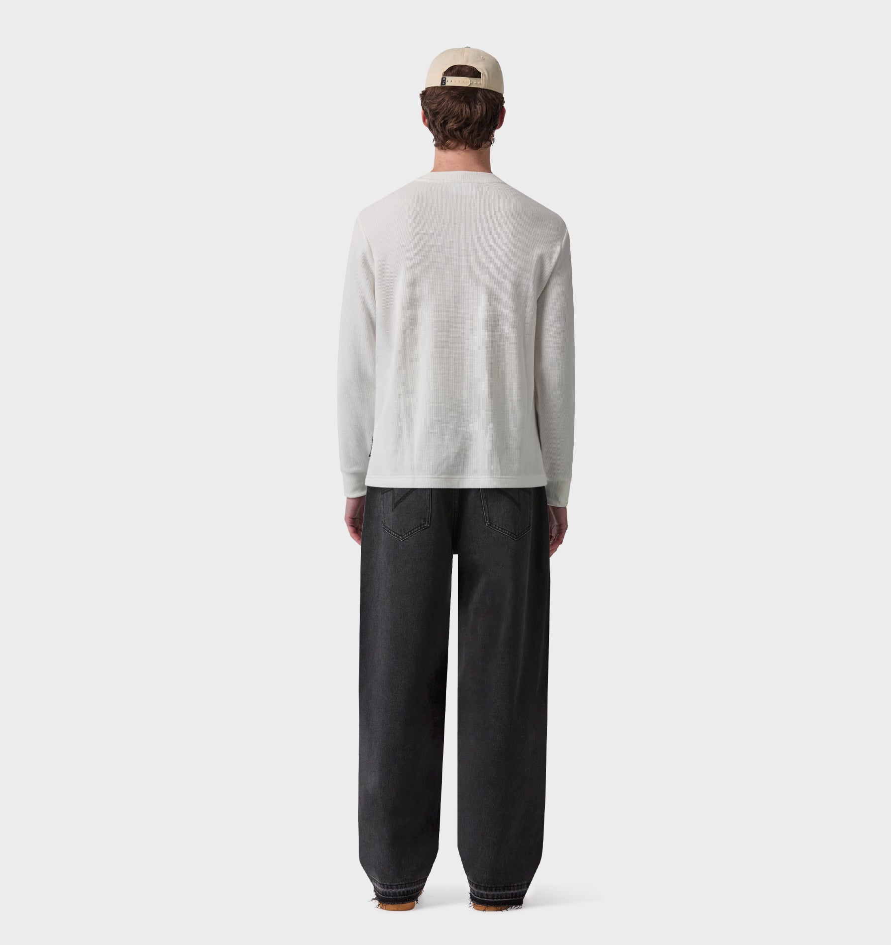 Raw Hem Edgar Wide Denim - Washed Black