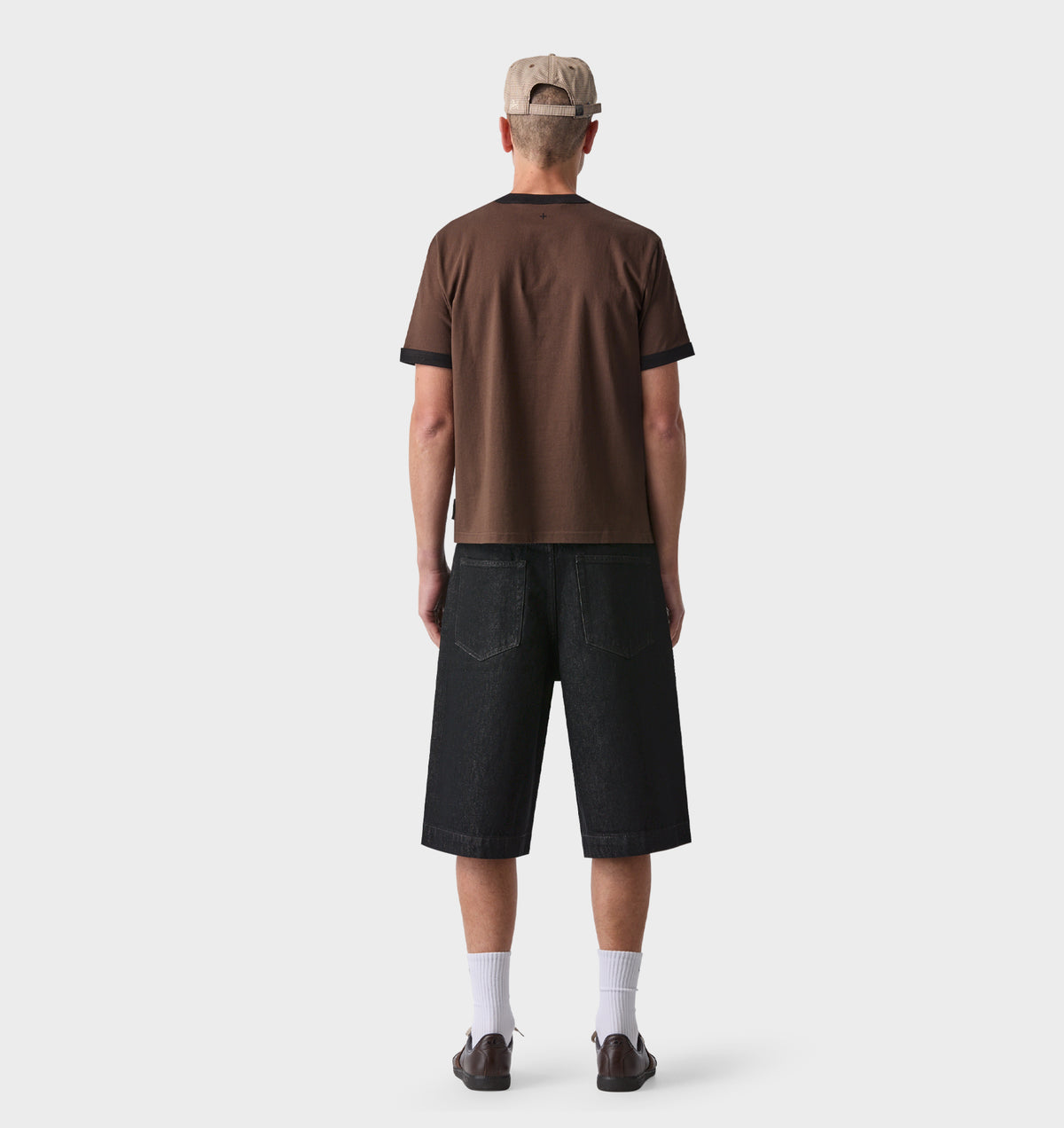 Wide Leg Pleat Denim Short - Black
