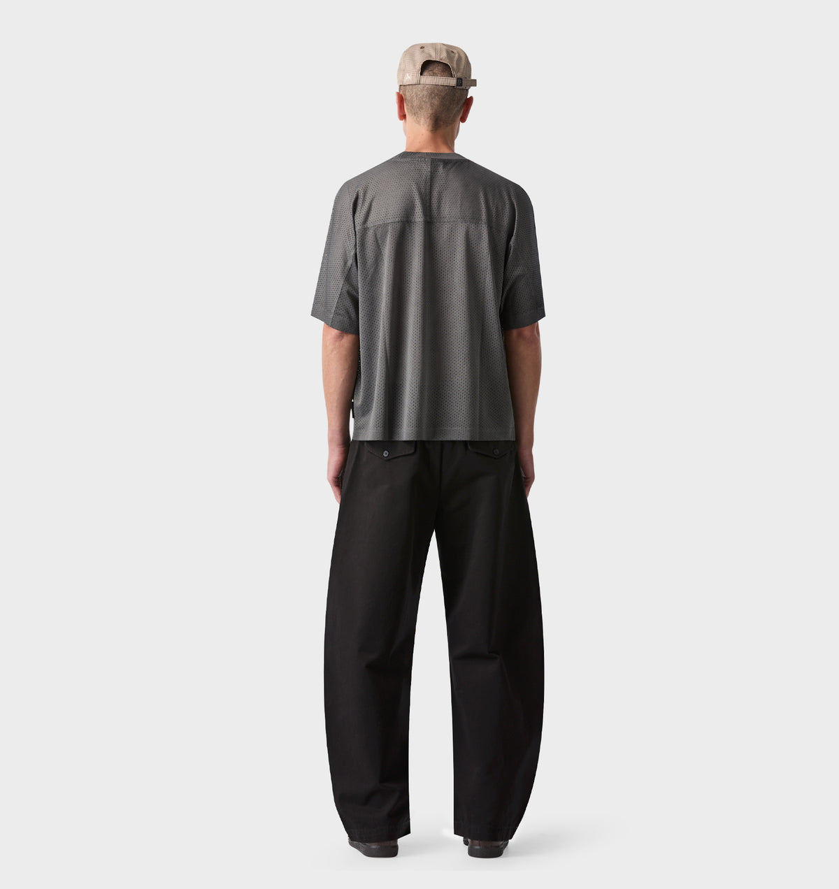 Mesh Crop Box Tee - Washed Black
