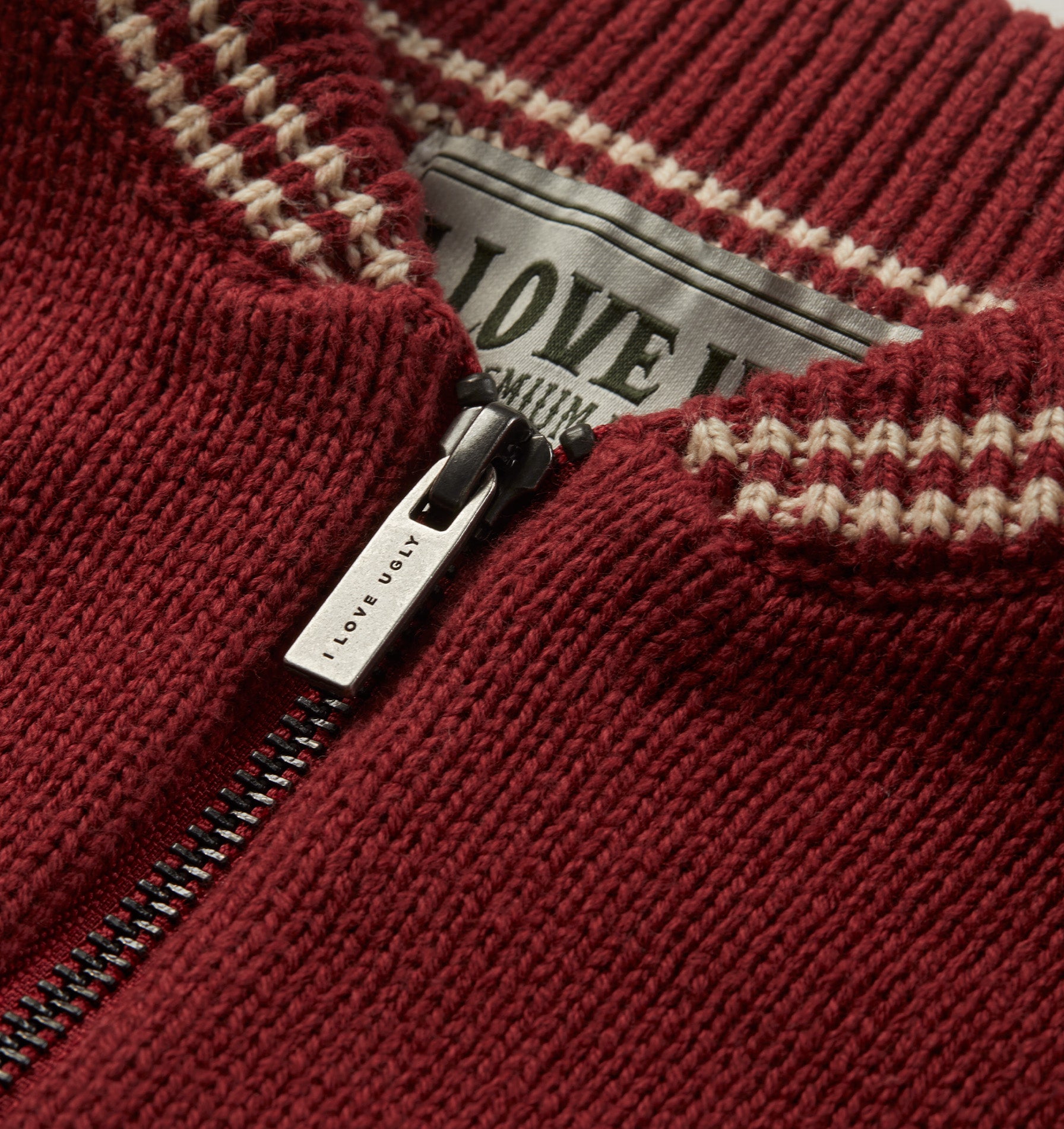 Knit Varsity - Burgundy/Off White