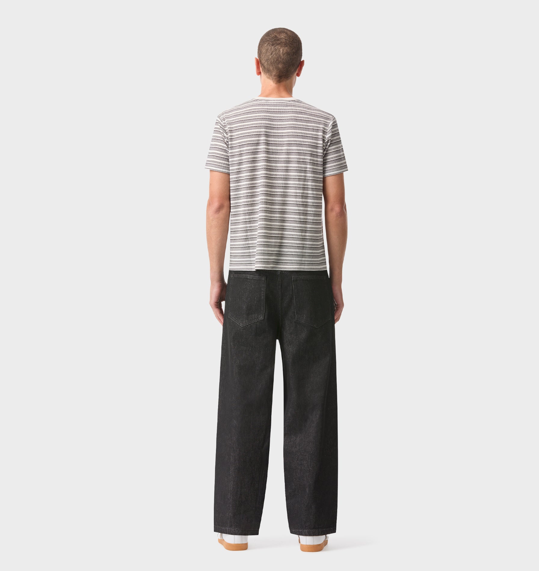 Muscle Tee - White/Black Stripe