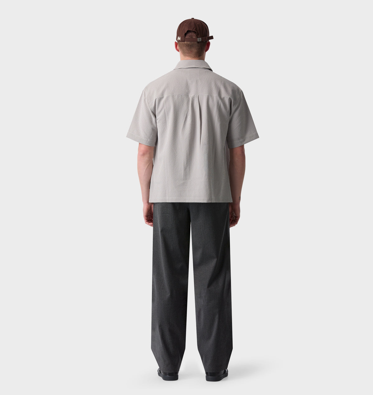 Twin Pleat Pant - Dark Grey Herringbone