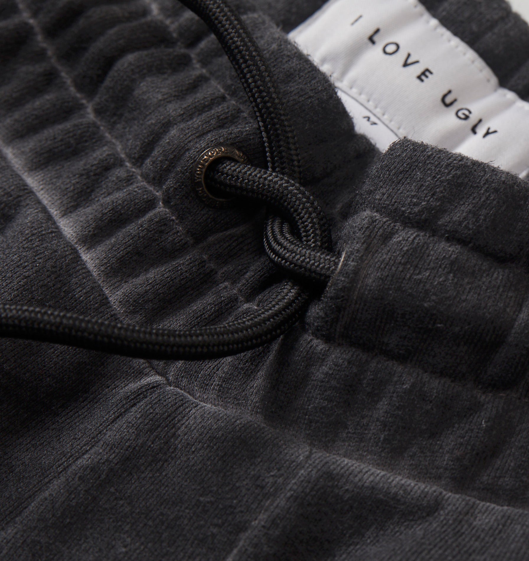 Distressed Trackie Short - Dirty Black