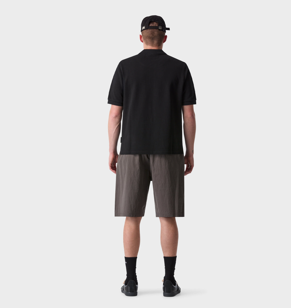 Nylon Alby Pleated Short - Charcoal