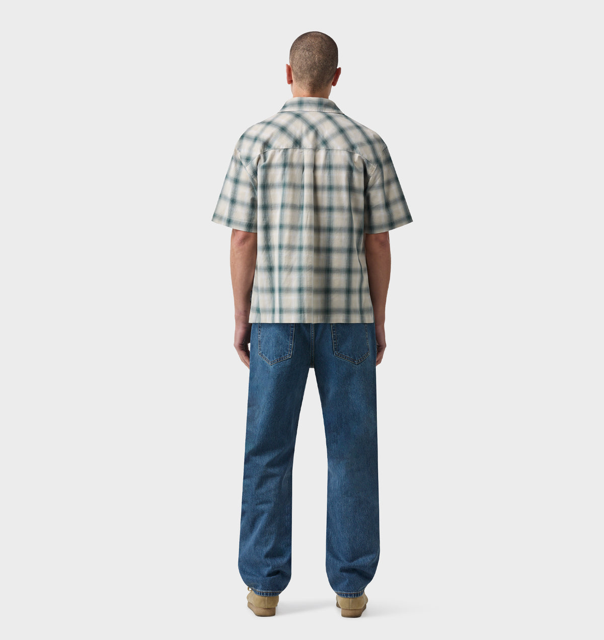 Arlo SS Shirt - White/Teal Check