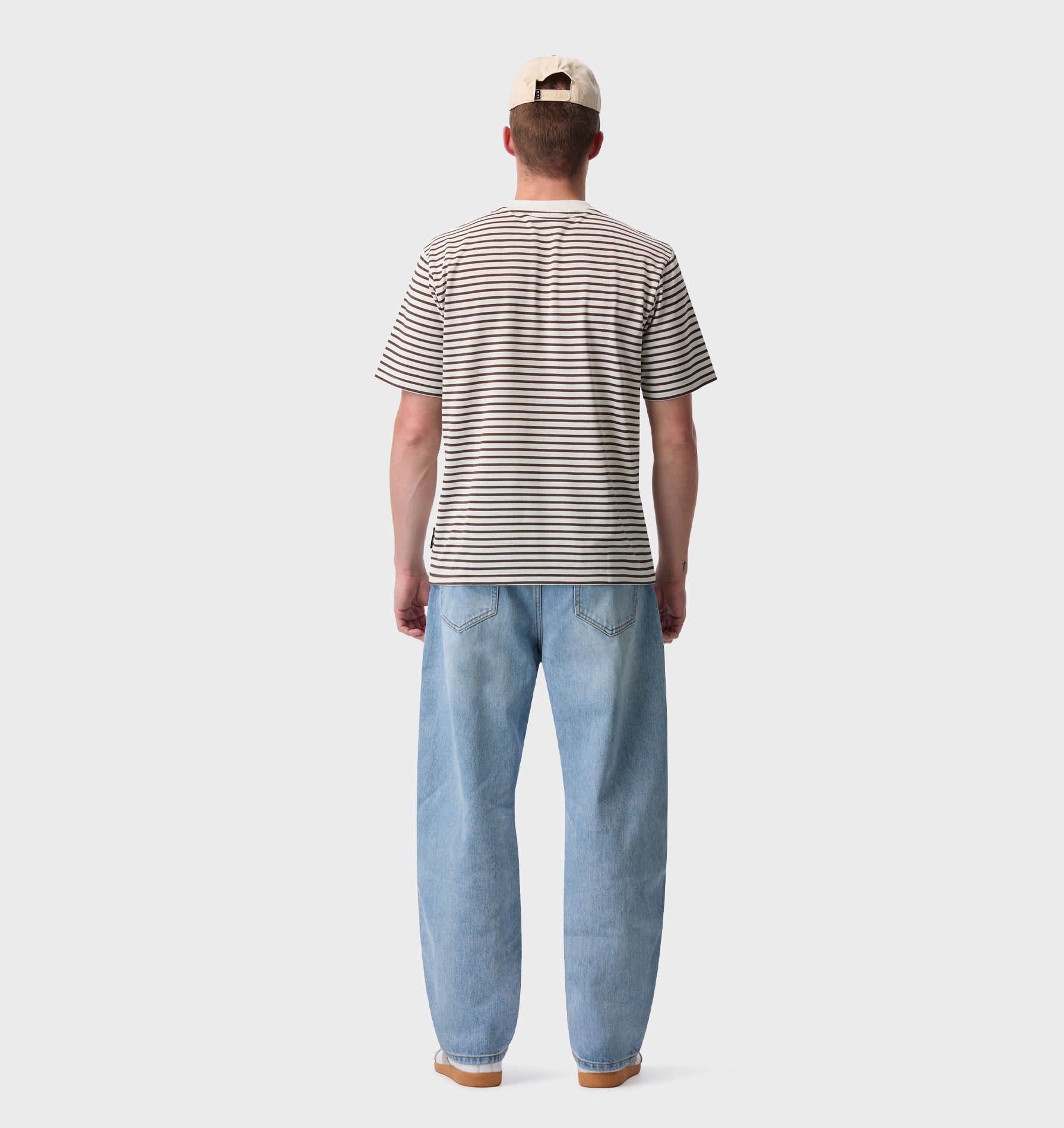 Uniform Paper Tee - Off White/ Brown Stripe