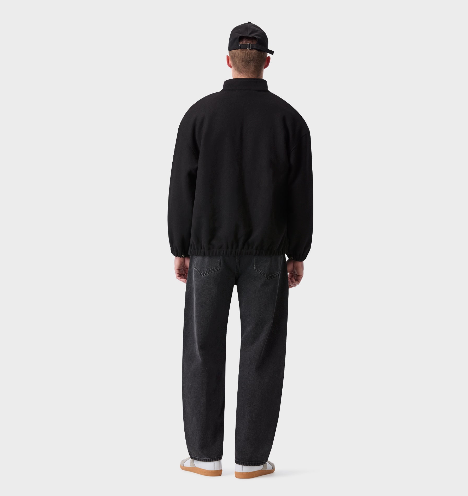 Funnel Neck Jacket - Black Wool